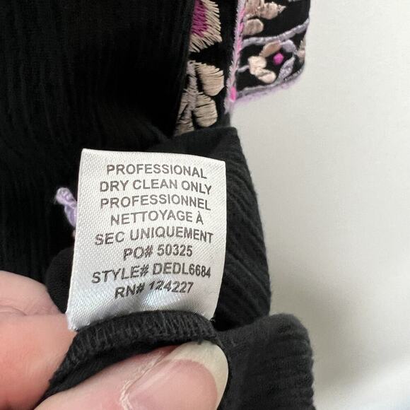 MISA LA x Anthropologie Dress Womens Medium Black Pink Embroidered Maxi Boho - Picture 7 of 16